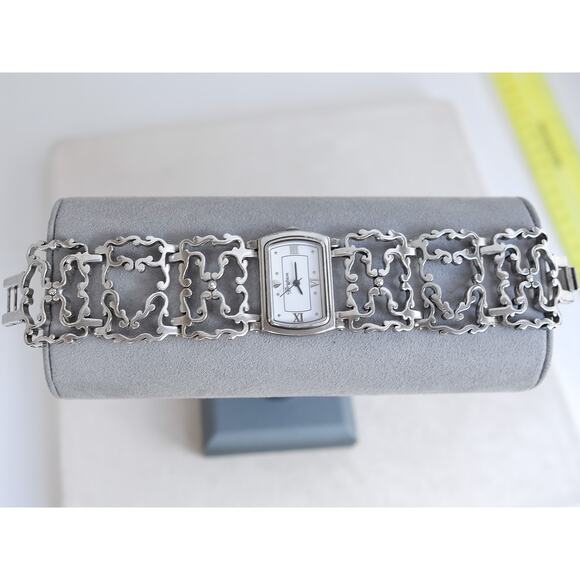 Brighton Summer Love Watch Silver Plated Lacy Filigree Band 7.5" 1" Works Fold - Picture 7 of 10